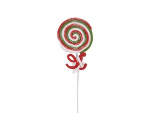 Bílo-červený vánoční zápich lízátka Lollipop - 10*1*42 cm