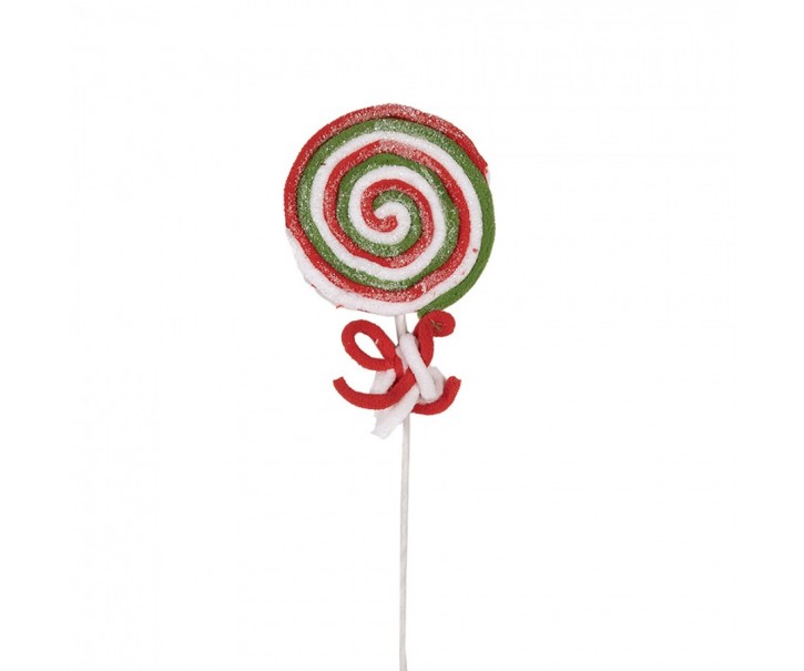 Bílo-červený vánoční zápich lízátka Lollipop - 10*1*42 cm