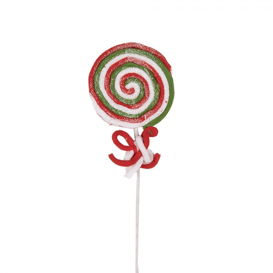 Bílo-červený vánoční zápich lízátka Lollipop - 10*1*42 cm