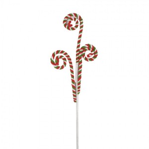Bílo-červený vánoční zápich lízátka hole Candy - 16*1*68 cm