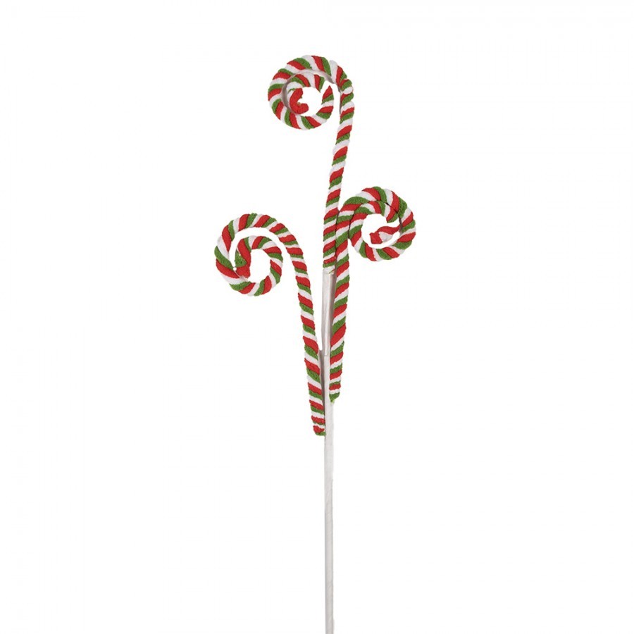 Bílo-červený vánoční zápich lízátka hole Candy - 16*1*68 cm