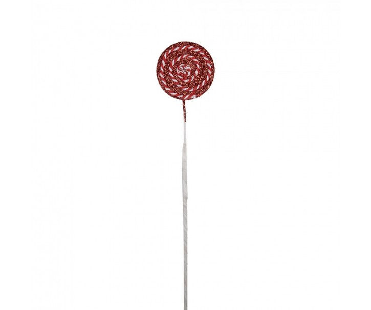 Bílo-červený vánoční zápich lízátka Lollipop - 6*2*40 cm