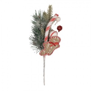 Dekorace zápich vánoční větvička s perníčkem - 10*8*30 cm