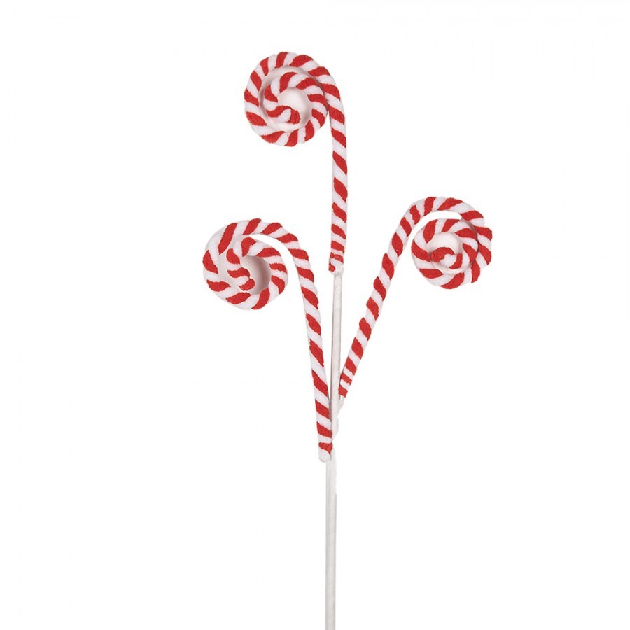 Bílo-červený vánoční zápich lízátka hole Candy - 17*1*66 cm
