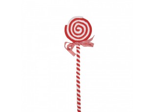 Bílo-červený vánoční zápich lízátka Lollipop - 9*1*41 cm