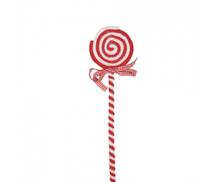 Bílo-červený vánoční zápich lízátka Lollipop - 9*1*41 cm