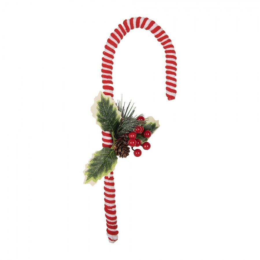 Bílo-červený vánoční zápich lízátka hole Candy - 13*3*30 cm