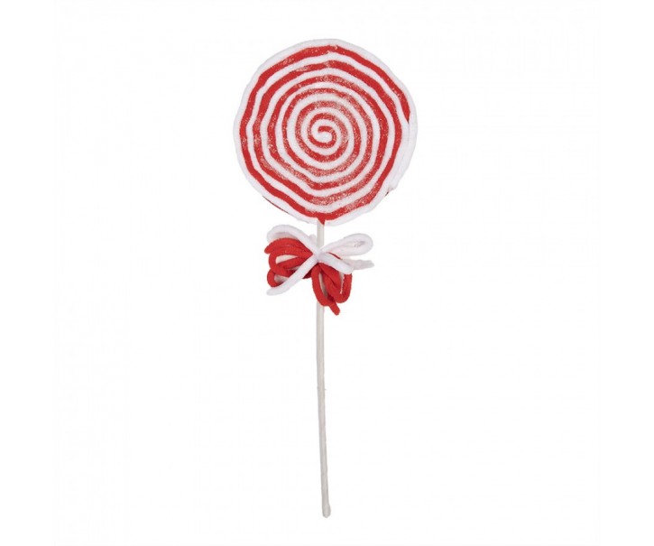 Bílo-červený vánoční zápich lízátka Lollipop - 15*1*41 cm