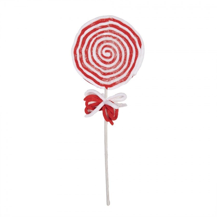 Bílo-červený vánoční zápich lízátka Lollipop - 15*1*41 cm