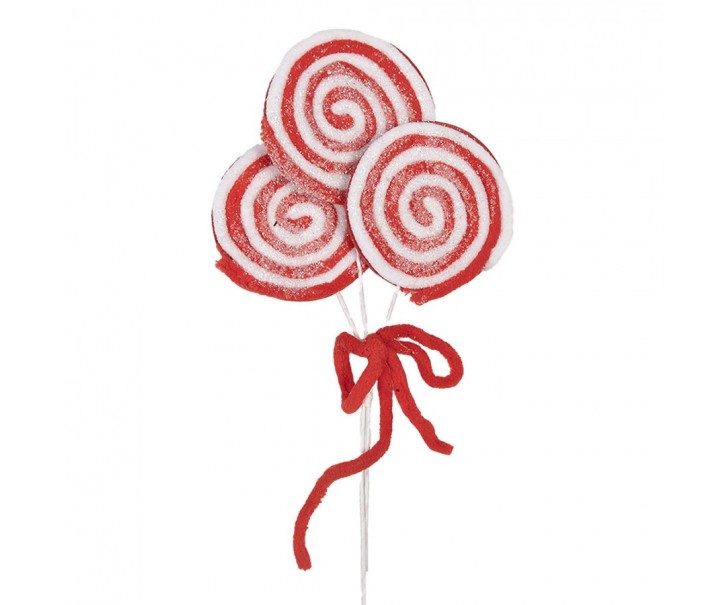 Bílo-červený vánoční zápich lízátka Lollipop - 15*1*30 cm