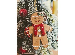 Hnědá vánoční ozdoba Perníček Gingerbread - 5*1*7 cm