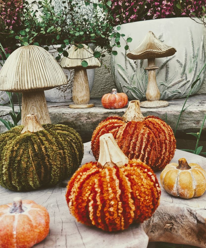 Tmavě cihlová látková dekorace dýně Pumpkin S - Ø 9*8 cm 