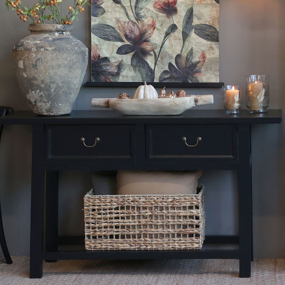 Černý dřevěný konzolový stůl Service Frances - 150*40*85 cm