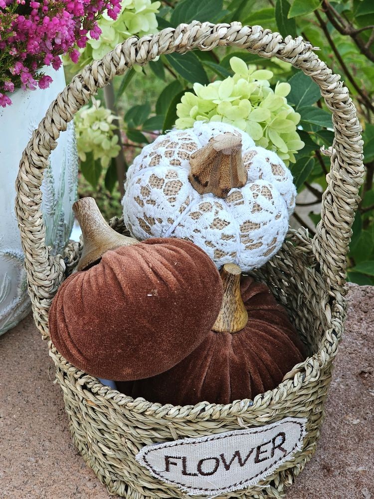 Hnědá textilní dekorace dýně Pumpkin M - Ø 12*10 cm