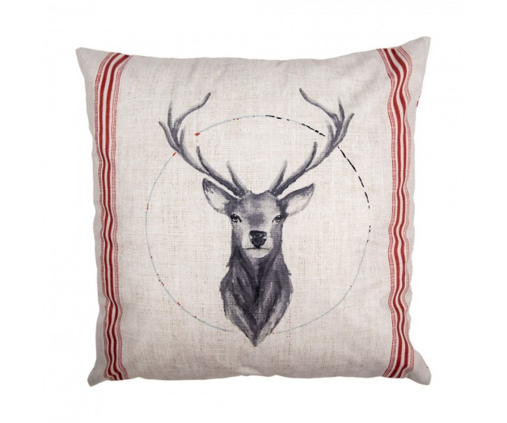 Béžový povlak na polštář s jelenem Christmas Deer - 45*45 cm Clayre & Eef