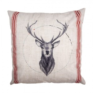 Béžový povlak na polštář s jelenem Christmas Deer - 45*45 cm