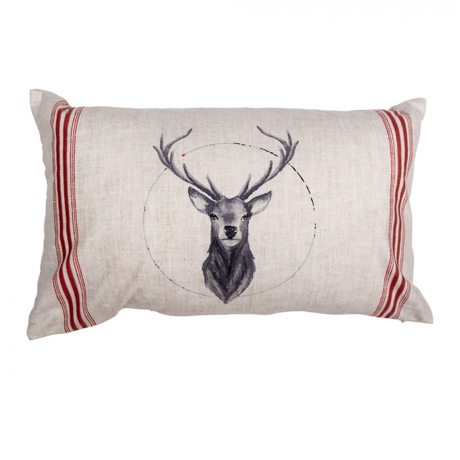 Béžový povlak na polštář s jelenem Christmas Deer - 30*50 cm 