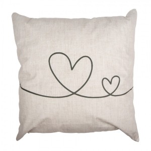 Béžovo-zelený povlak na polštář se srdíčky Hearts Love - 45*45cm