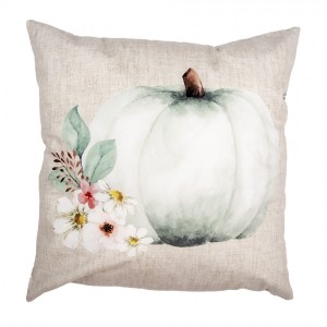 Béžovo-šedý povlak na polštář s dýní a květy Country Style Pumpkin - 45*45 cm