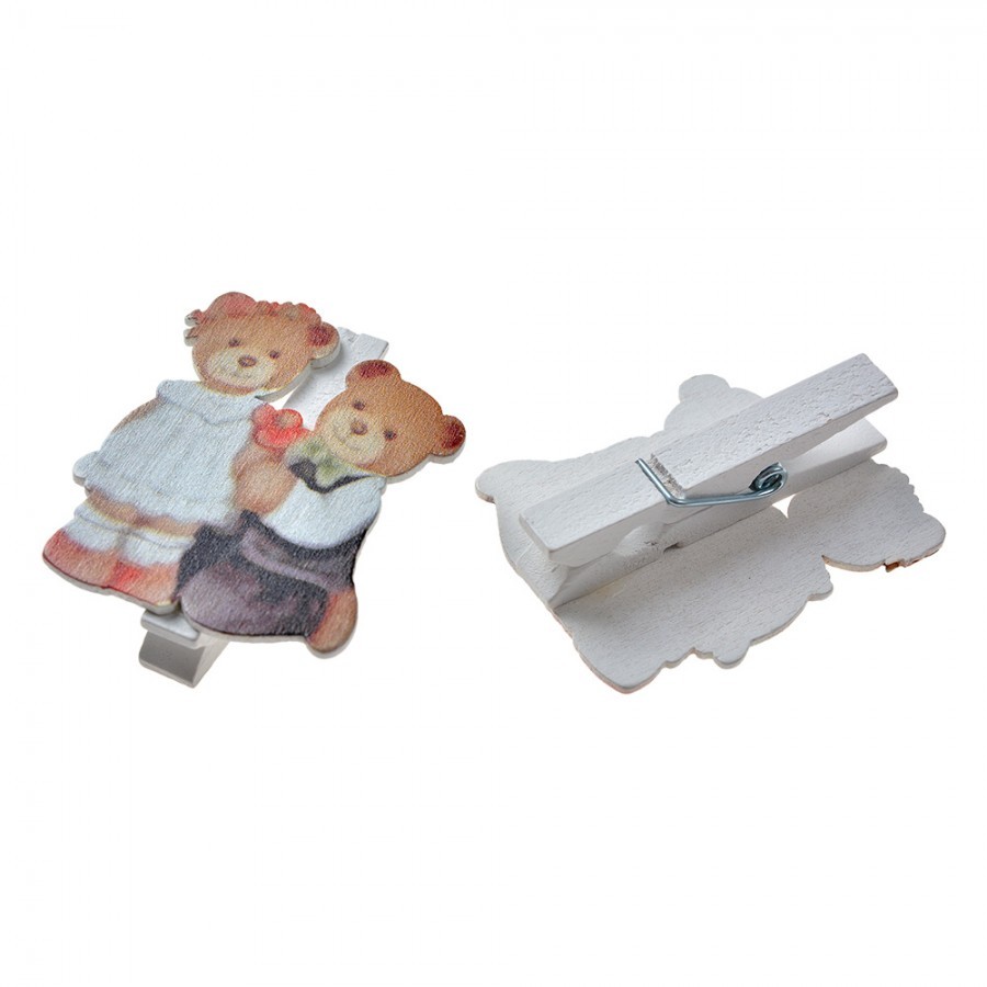Set 6ks malý dřevěný kolíček s medvídky - 4*1*5 cm
