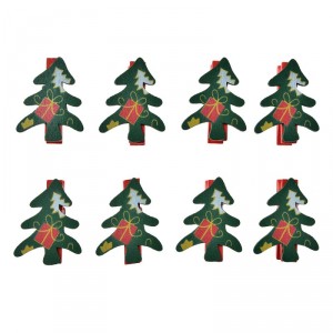 Set 8ks malý dřevěný kolíček se stromkem - 3*1*4 cm