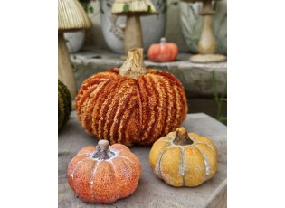 Set 3ks keramická oranžová dekorace dýně Pumpkin - Ø 5*4 cm 