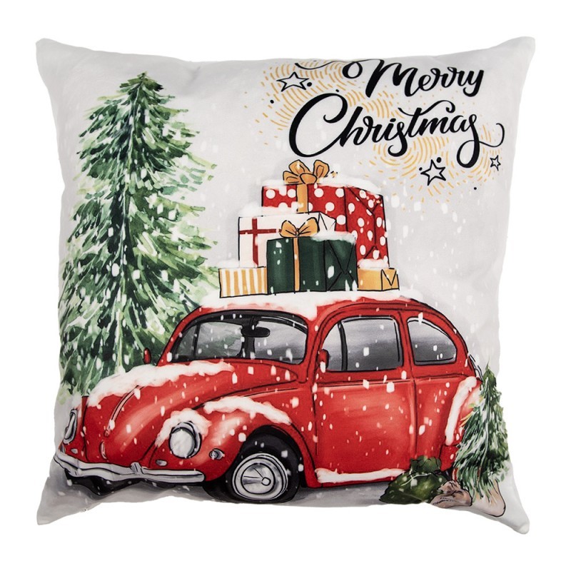 Vánoční povlak na polštář s broukem a dárky Merry Christmas - 45*45 cm KT021.374