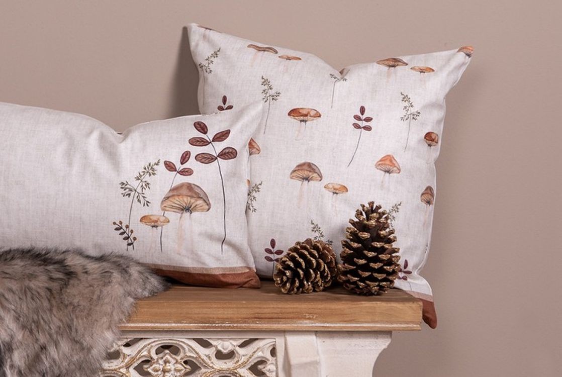 Béžový povlak na polštář s houbičkami Little Forest Jewels - 45*45 cm