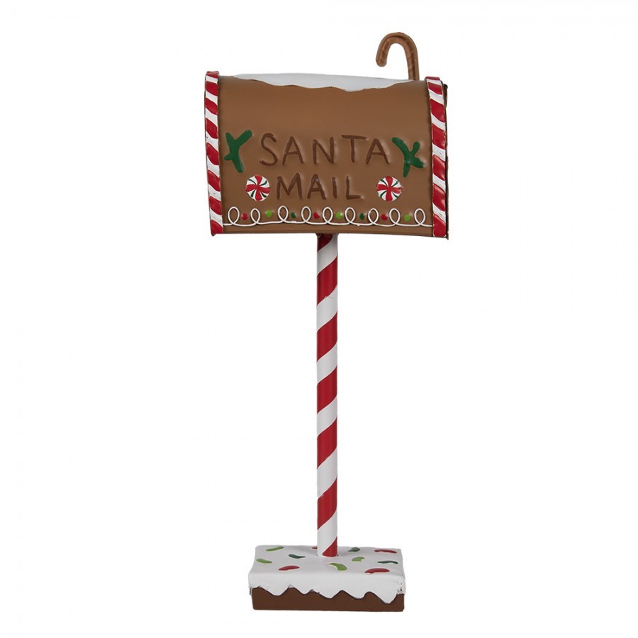 Hnědá kovová dekorace schránky Santa - 14*8*37 cm