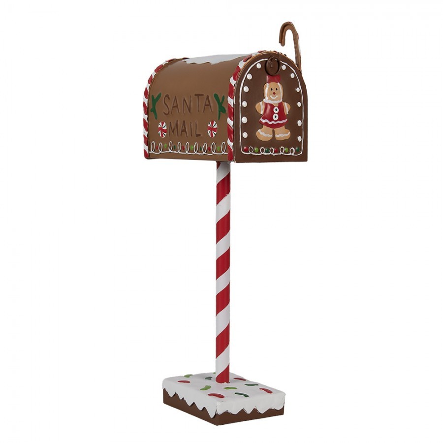 Hnědá kovová dekorace schránky Santa - 14*8*37 cm