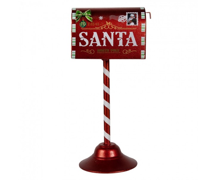 Červená vánoční dekorace schránky Santa - 16*12*32 cm