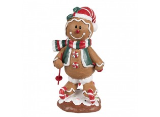 Hnědá vánoční dekorace Perníček Gingerbread na bruslích - 12*11*21 cm