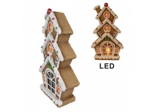 Gingerbread House With LED 24x11x41 Cm Brown Plastic Gingerbread House - LED 24*11*41 cm