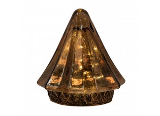 Christmas Decoration With LED Lighting Christmas Tree ? 14x16 Cm Gold Colored Glass - 14,00 cm