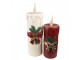 Bílá vánoční svíčka s vínovou mašlí Led Candle - 18*20*56 cm / 3*AA Clayre & Eef