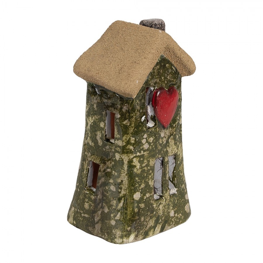 Dekorace zelený keramický domeček - 5*5*10 cm