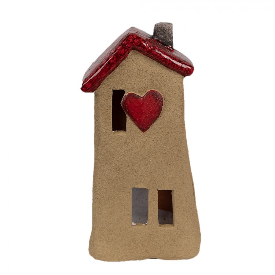 Decorative Figurine House 10x7x19 Cm Brown Red Ceramic - 10*7*19 cm