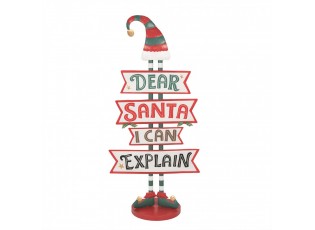 Červená vánoční dekorace cedule na podstavci Dear Santa - 50*27*106