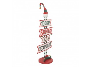 Červená vánoční dekorace cedule na podstavci Dear Santa - 50*27*106