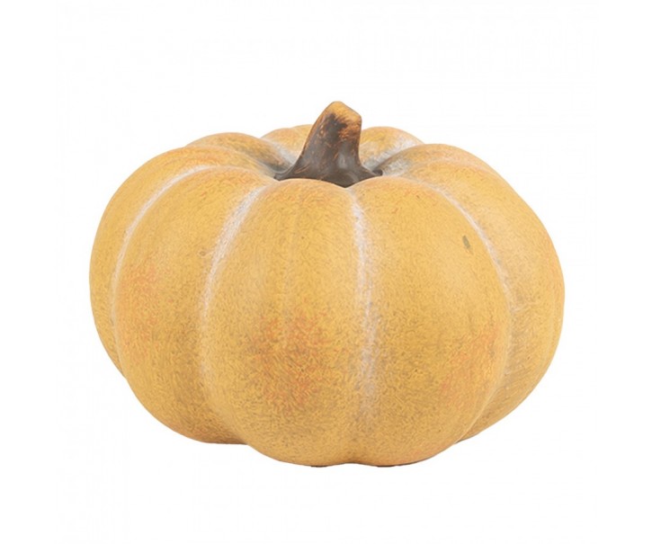 Žluooranžová keramická dekorace dýně Pumpkin - Ø 15*10 cm