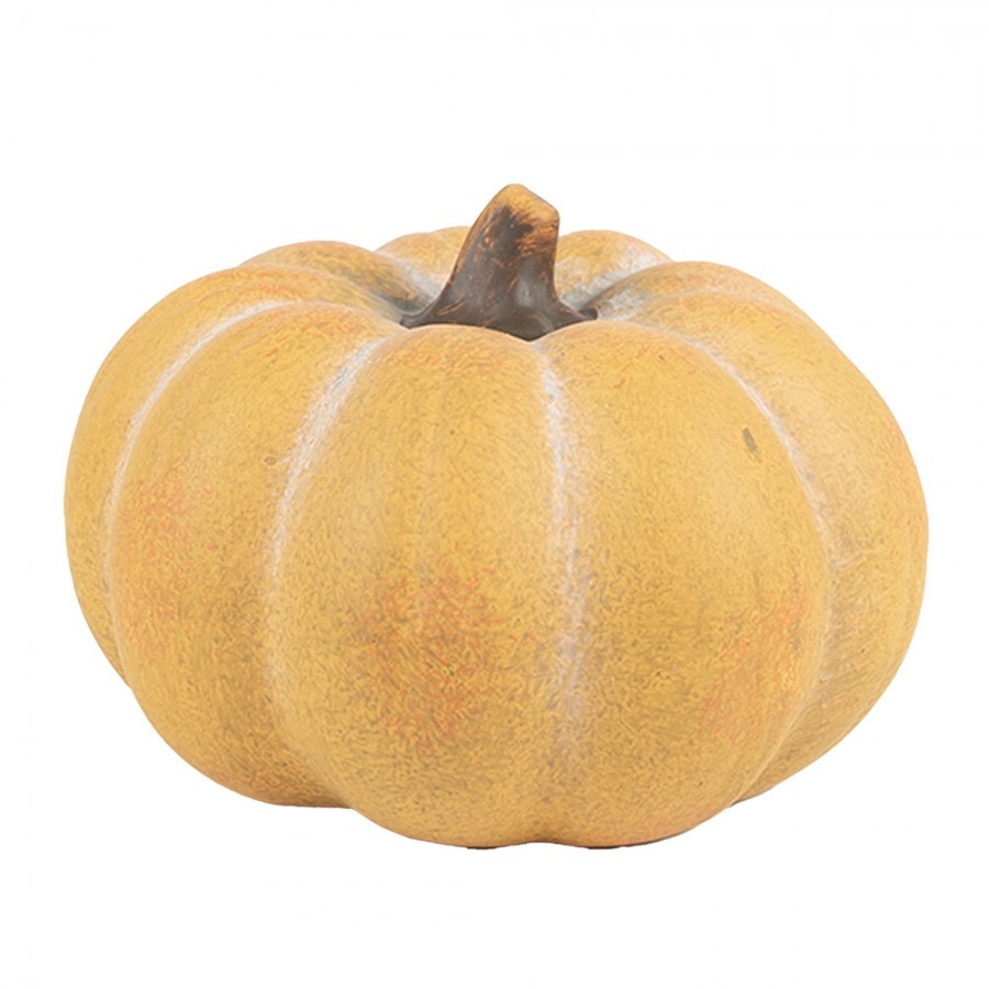 Žluooranžová keramická dekorace dýně Pumpkin - Ø 15*10 cm