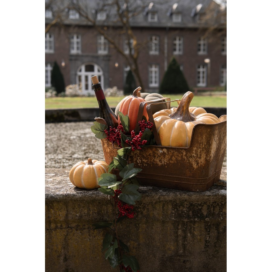 Žluooranžová keramická dekorace dýně Pumpkin - Ø 15*10 cm