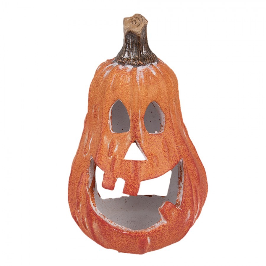 Oranžová keramická dekorace dýně Halloween - 11*10*18 cm