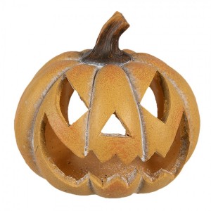 Oranžová keramická dekorace dýně Halloween - 15*14*13 cm