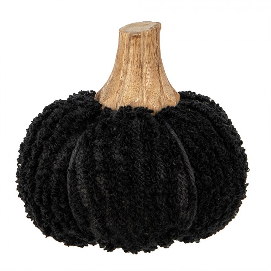 Černá látková dekorace dýně Pumpkin - Ø 9*8 cm