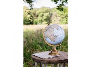 Modrý dekorativní glóbus na dřevěném podstavci Globe - 22*22*37 cm