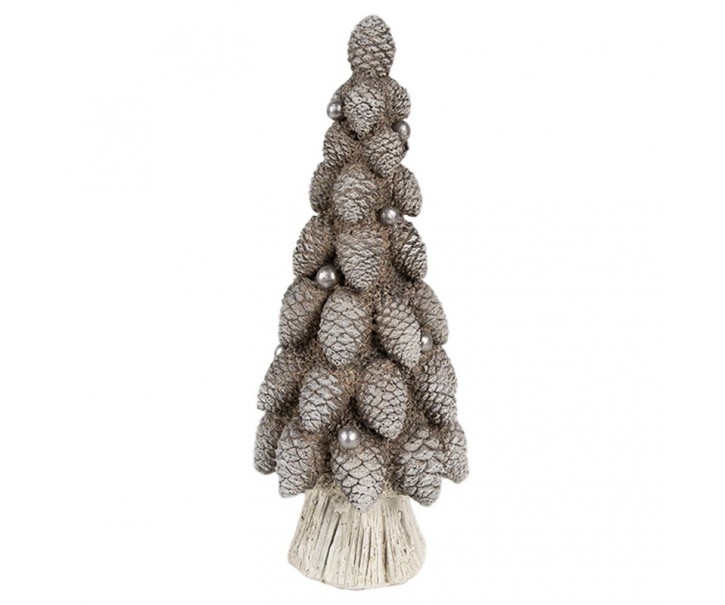 Hnědá dekorace vánoční stromek se šiškami Christmas Tree - Ø 7*19 cm