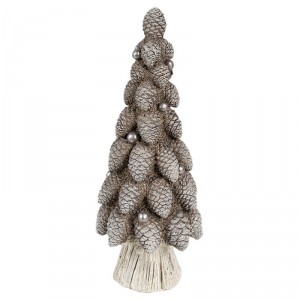 Hnědá dekorace vánoční stromek se šiškami Christmas Tree - Ø 7*19 cm