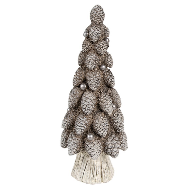 Hnědá dekorace vánoční stromek se šiškami Christmas Tree - Ø 7*19 cm
