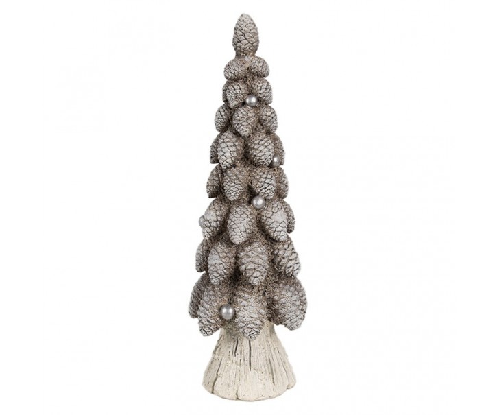 Hnědá dekorace vánoční stromek se šiškami Christmas Tree - Ø 8*24 cm